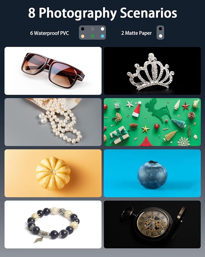 Light Box Photography, 12"x12" Photo Booth Box with 120 LED Lights Dimmable & CRI＞95, Portable Lightbox with 8 Backdrops for Mini Product Photography: Jewelry, Cards, Watches - Image 5