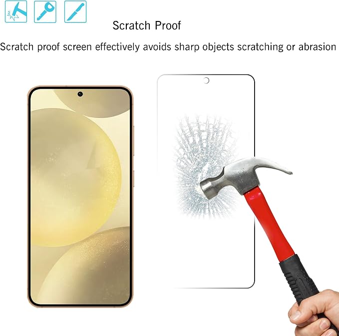 Ailun Screen Protector + Camera Lens Protector for Galaxy S24, 3+3 Pack | Tempered Glass, Fingerprint Unlock Compatible, 0.25mm, Anti-Scratch, Case Friendly, Clear, HD - Image 3