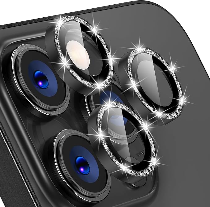 Tensea Camera Lens Protector for iPhone 16 Pro Max/16 Pro/15 Pro Max/15 Pro | Metal Aluminum Alloy Tempered Glass Cover Bling Camera Screen Protector Accessories, Case Friendly by Tensea