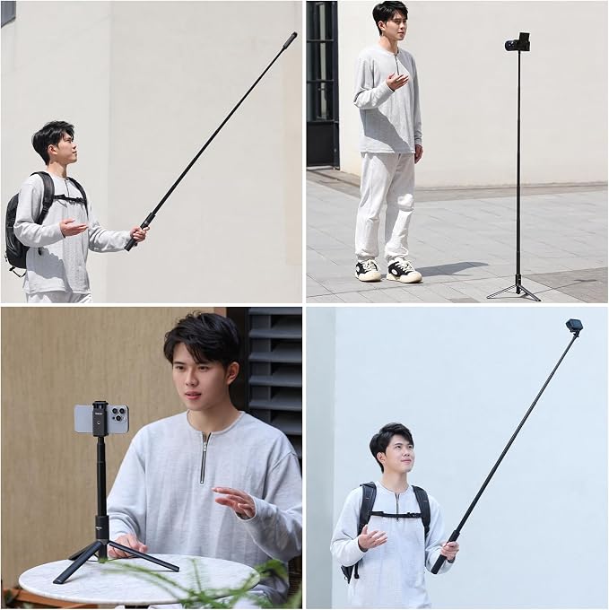 ULANZI TT52 2-in-1 Invisible Selfie Stick + Tripod Extension Pole | Auto-Open, 59in, Action Adapter Included, for DJI Osmo 360 Pocket Action/Insta360 X5 X4 X3 Luna Ultra Ace Pro/GoPro - Image 7