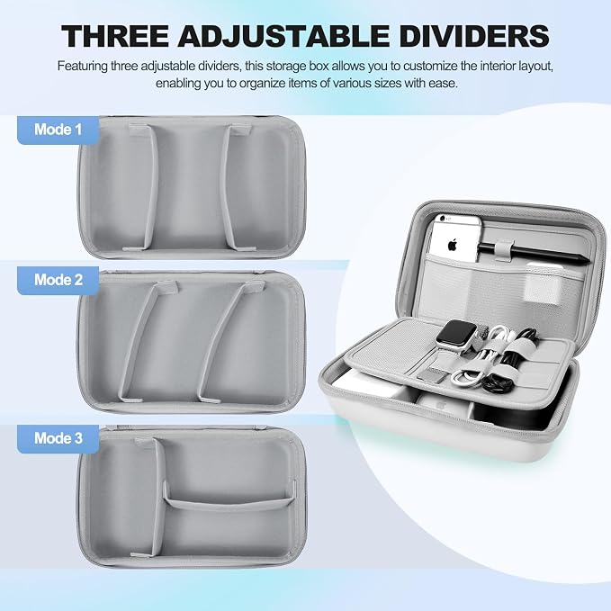 Hard Travel Electronic Organizer Case for Power Bank Chargers Cables USB Flash Drive SD Card Electronics & Backpack Organizer Travel Case Small Portable Accessories Bag, white - Image 3