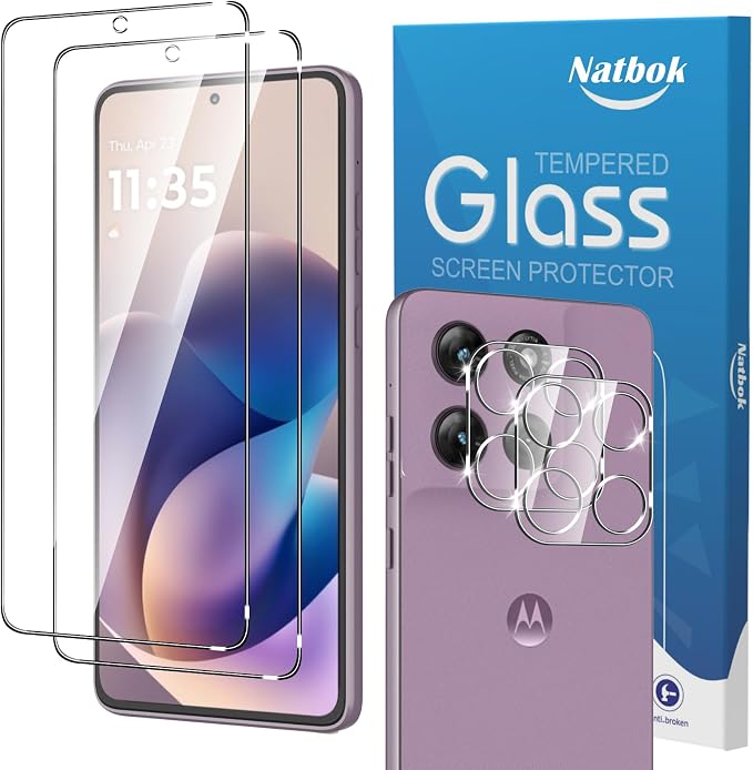 2+2 Pack for Moto G Stylus 2026/2025 Screen Protector with Camera Lens Protector,Full Coverage 9H Tempered Glass Film,HD Clear Scratch Resistant,Bubble-Free for Moto G Stylus 5G 2026 Screen Protector by Natbok