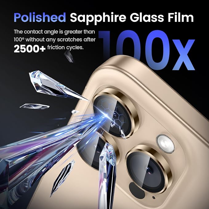 Tensea Camera Lens Protector for iPhone 16 Pro Max/16 Pro/15 Pro Max/15 Pro | Metal Aluminum Alloy Tempered Glass Cover Camera Screen Protector Accessories, Case Friendly - Image 6