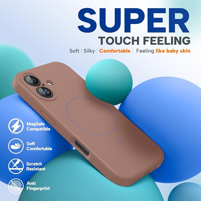 miracase Magnetic for iPhone 16 Plus Case, [Soft Anti-Scratch Microfiber Lining], Compatible with MagSafe, Liquid Silicone Shockproof Drop Protection Phone Case for 16 Plus,Chocolate - Image 8