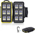 12 Slots SD Memory Card Case Storage, Water-Resistant Anti-Shock SD SDHC SDXC Card Holder Carrying Case with Carabiner by JJC