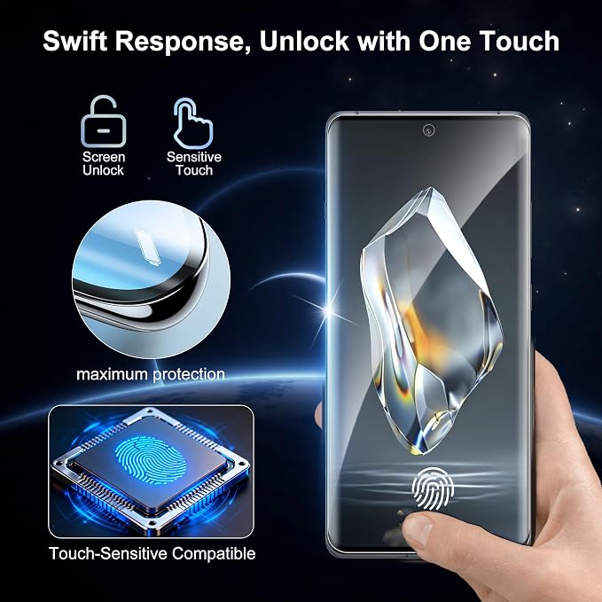 2+2 Pack for OnePlus 12R Screen Protector and Camera Protectors, Fingerprint Unlock, Anti-Scratch, Bubble-Free, Case Friendly, 9H Hardness Clear Glass Screen Protector for OnePlus 12R - Image 2