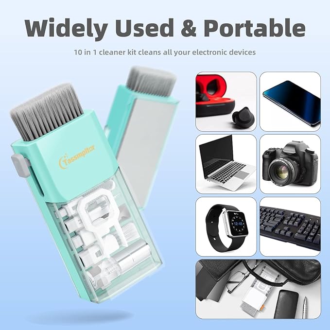 Keyboard Cleaner & Laptop Cleaning Kit for Computer Screen, TiffanyBlue | High-density Soft brush, Screen Cleaner Spray,2mm Thicken Large Microfiber Polishing Cloth,Metal Pen Tip,Flocking Sponge - Image 8
