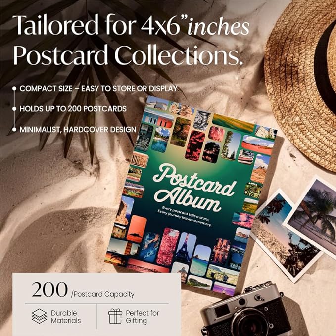 Postcard Album Holder, Post Card Album Book Storage Binder with Sleeves 4x6 | Holds 200 postcards across 50 archival pages, no fading or dust. A photo album organizer and ready gifts idea for collectors - Image 2