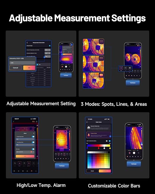 TOPDON TC001 Max Dual-Lens Thermal Camera for Any USB-C iPhone iPad Android | 512 x 384 TISR, 256 x 192 IR Resolution Imager, 25Hz Refresh Rate, -4°F~1022°F Temp Range, 40mK NETD, Blue - Image 6