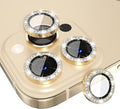 Choiche for iPhone 13 Pro/iPhone 13 Pro Max Camera Lens Protector | Ultra HD, Bling 9H Tempered Glass Camera Cover Screen Protector Metal Ring Decoration Accessories (Diamond-Gold) by Choiche