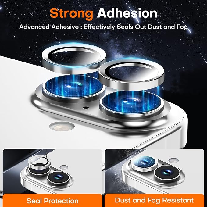 Camera Lens Protector for iPhone 17/16/16 Plus- White | 9H Tempered Glass, Metal Individual Camera Cover, Accessories, Anti-drop, Case Friendly, HD Clear, Anti-Scratch - Image 2