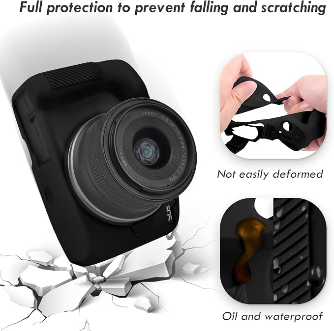 Rieibi EOSR50 EOS R50 Case, Soft Silicone Protective Case for Canon EOS R50 EOSR50 Vlogging Camera, Lightweight EOS R50 Camera Case Cover Grip Body Skin - Black - Image 8
