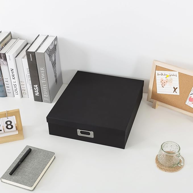 Soul & Lane - Black Scrapbook Photo Storage Box with Lid, 14.8x13x3.7 In | Large Keepsake Memory Organizer, Decorative Cardboard Album Box, Jumbo Craft Storage for Photos and Memorabilia - Image 4