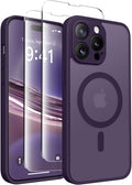 CAPRARO for iPhone 14 Pro Case, Compatible with MagSafe | Upgraded [Full Camera Protection] Shockproof Protective Slim Translucent Matte Magnetic Phone Case 6.1'', Deep Purple by CAPRARO