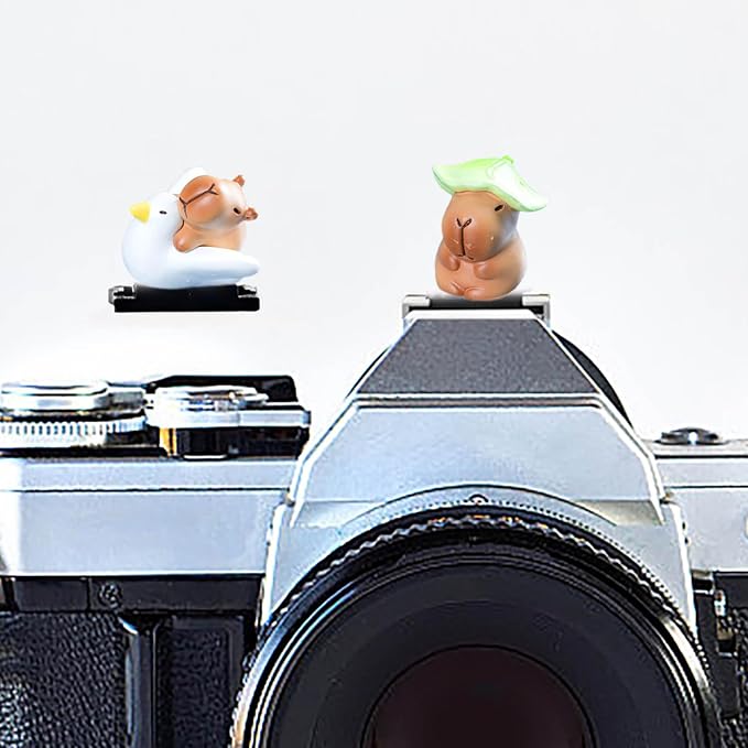 Camera Hot Shoe Cover, Cartoon Hot Shoe Cap, Hot Shoe Protector Compatible with Sony Fujifilm Fuji Canon Nikon Pentax Leical Panasonic (2pcs Fly Capybara) by MENGSOOD