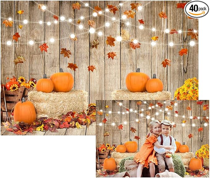 7x5ft Fall Thanksgiving Halloween Photo Backdrop Fall Backdrops for Photography Autumn Pumpkin Harvest Barn Background Friendsgiving Party Supplies Farm Harvest Banner Decor Photo Props by Leowefowa