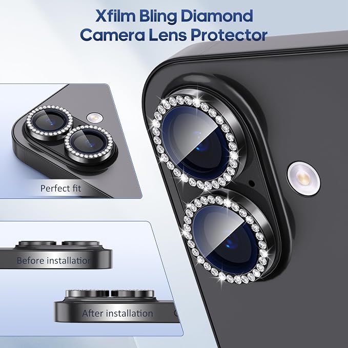 for iPhone 17 Camera Lens Protector Cover Bling Diamond, Black | Individual Metal, 9H Hardness, Scratch Resistant, Shockproof, Drop Protection, Case Friendly, Stylish Accessories - Image 5
