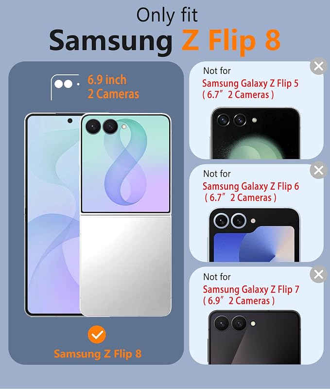 FNTCASE for Samsung Galaxy Z Flip 8 Case, Fit for Magsafe, Screen Protector | Hinge Protection, Translucent Matte, 18FT Military Grade Drop Proof, Protective Phone Cover, Light Blue - Image 2