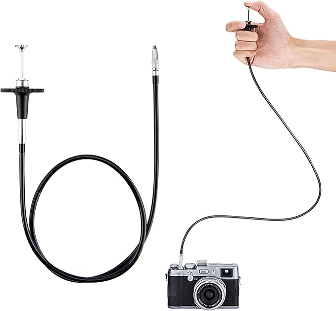 JJC TCR-70BK Black 70cm Threaded Cable Release, Mechanical Shutter Release Cable, Mechanical Cable Release with Bulb-Lock Design for Long exposures by Fotasy