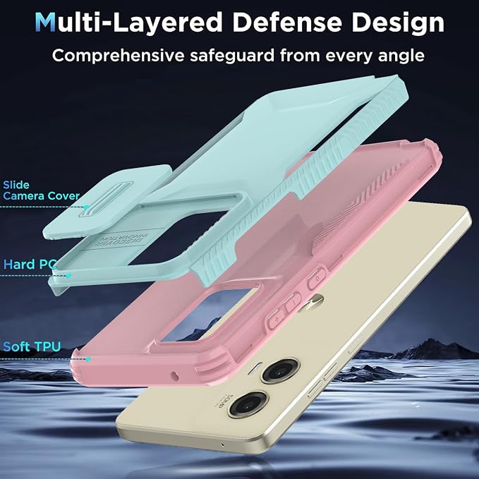 for Motorola G Stylus 5G 2024 Case with 1 HD Screen Protector & Slide Camera Cover[Military-Grade]Phone Case Heavy Duty Rugged Shockproof Protective Cover for Moto G Stylus 5G 2024(Cyan/Pink) - Image 6