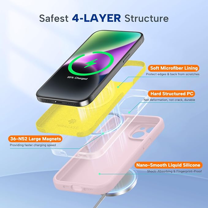 miracase Magnetic for iPhone 14 Plus Case, [Soft Anti-Scratch Microfiber Lining], Compatible with MagSafe, Silicone Shockproof Protection Phone Case for iPhone 14 Plus,Sand Pink - Image 5