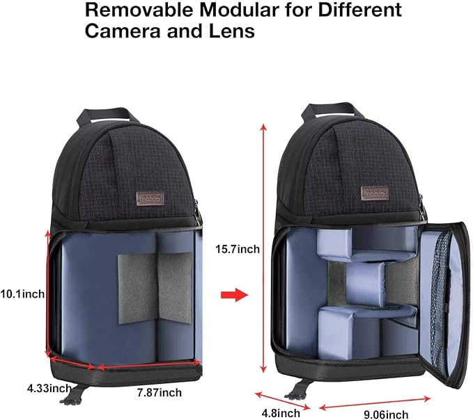 MOSISO Camera Sling Bag, DSLR/SLR/Mirrorless Camera Case Camera Backpack | Shockproof Photography Bag with Tripod Holder&Removable Modular Inserts Compatible with Canon/Nikon/Sony/Fuji, Black - Image 5