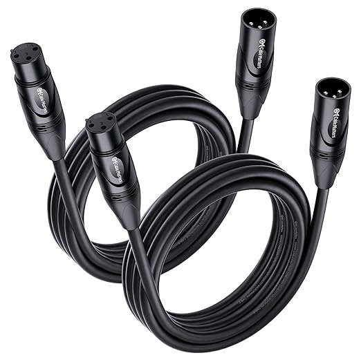 Cable Matters 2-Pack Premium XLR to XLR Cable, Microphone Cable, M-F, 10ft | Mic Cable, Male to Female, 21 AWG Oxygen-Free Copper (OFC), Black by CableMatters