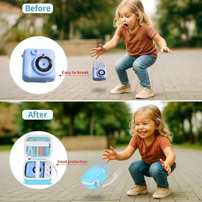 PAIYULE Kids Instant Print Camera Case for ESOXOFFORE for Dylanto | Hard Shell,Mesh Pocket,Wrist Strap,for Gofunly,for GREENKINDER,for DUDUDRAGON,for Zostuic,for Careenoah (Box Only)SkyBlue - Image 4