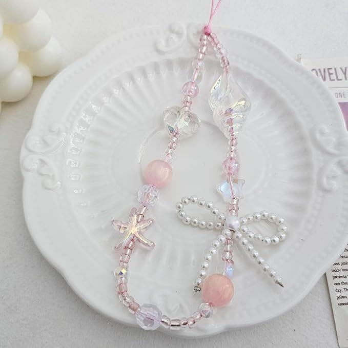 Cute Beaded Camera Wrist Strap for Phone, Digital Camera Charm Lanyard, Pearl Beaded Chain for Bag Keychain Gift - Image 2