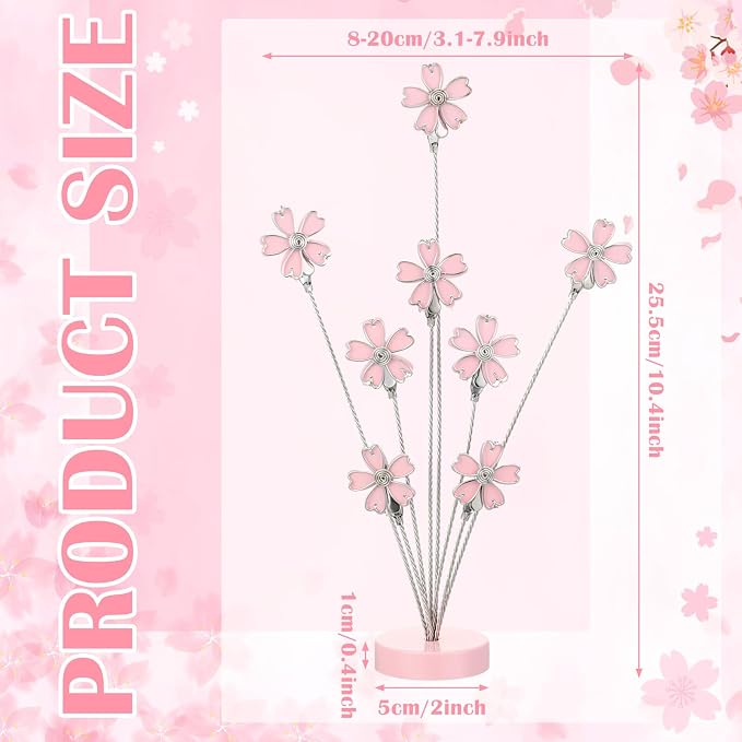 Tandefio 8 Branch Gift Card Tree Holder, Photo Stand with Clips, Pink | Picture Clips for Family & Wedding Photo, Money Memo Note Display, Christmas Organizer Stand, Office Desk Decor Accessory - Image 2