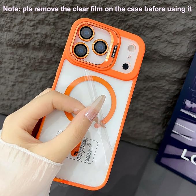 for iPhone 17 Pro Max Magnetic Case with Kickstand, [Compatible with MagSafe] Built in Stash Stand Clear Shockproof Soft Cover Camera Lens Protection Case for iPhone 17 Pro Max 6.9", Pink - Image 4