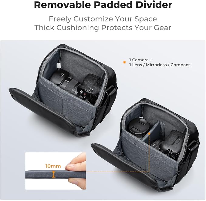 K&F CONCEPT Camera Bag, Small Camera Sling Bag | Lightweight, Water-Resistant, 2in1 Everyday Bag,Compatible with Sony /Canon/Nikon/Fujifilm, BS20 - Image 4