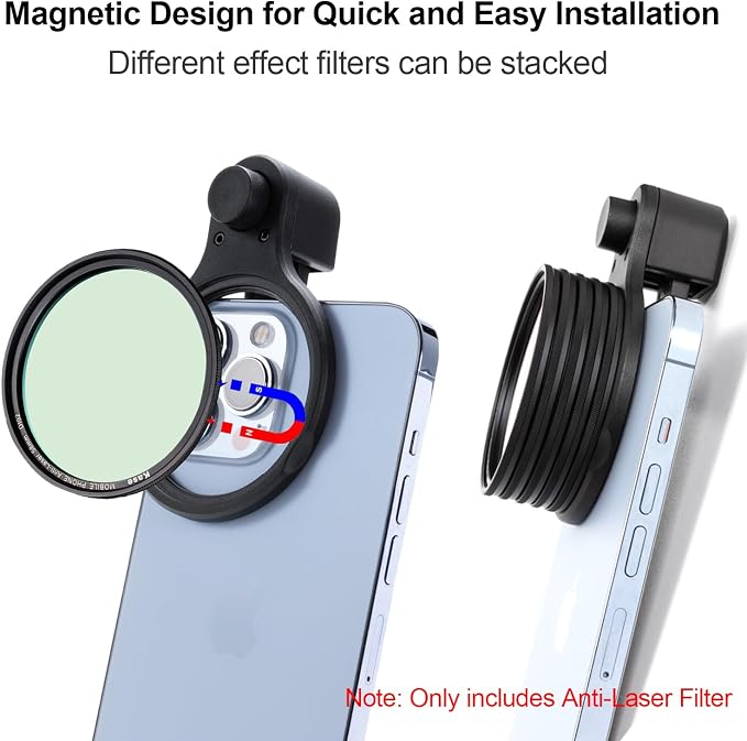 Kase 58mm Magnetic Anti-Laser Phone Camera Lens Filter for iPhone | Smartphone CMOS Sensor Laser Protection Filter Compatible with iPhone 17 16 15 14 13 12 11 Samsung Android - Image 2
