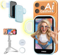 SYNCO Wireless AI Selfie Monitor Screen for iPhone 7-17 Series（Blue） | AI Gesture‑Controlled Phone, 3‑Mode Fill Light, Wireless & Wired Switch Freely, 4.02″Larger Display for TikTop, Youtube by SYNCO