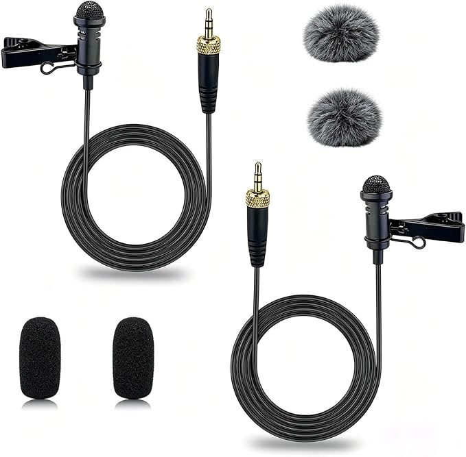 2-Pack 3.5mm TRS Lavalier Mic for Sennheiser Systems, 1.5M | Omnidirectional Lapel Microphones With Crisp Sound Pickup, For Youtube, Vlogging, Live Streaming, Interviews by Unknown