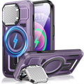 Camera Stand Case for iPhone 12/12 Pro, [Compatible with Mag Safe] [Lens Cover] 2024 Version Military Grade Protective Soft Case for iPhone 12/12 Pro 6.1 inch Men Women, Purple by WASTROYAL