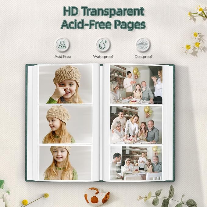 popotop Photo Album 4x6-300 Photos Linen Cover Photo Books with 300 Horizontal Pockets,Slip-in Picture Albums for Family Wedding Anniversary Baby Vacation Pictures - Image 3
