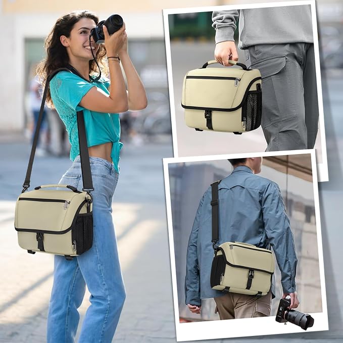 RAINSMORE Camera Bag, DSLR SLR Mirrorless Camera Case for Photographer | Waterproof Camera Sling Bag with Rain Cover & Tripod Holder Soft Padded Crossbody Camera Bag for Sony Canon Nikon Fujifilm - Image 7
