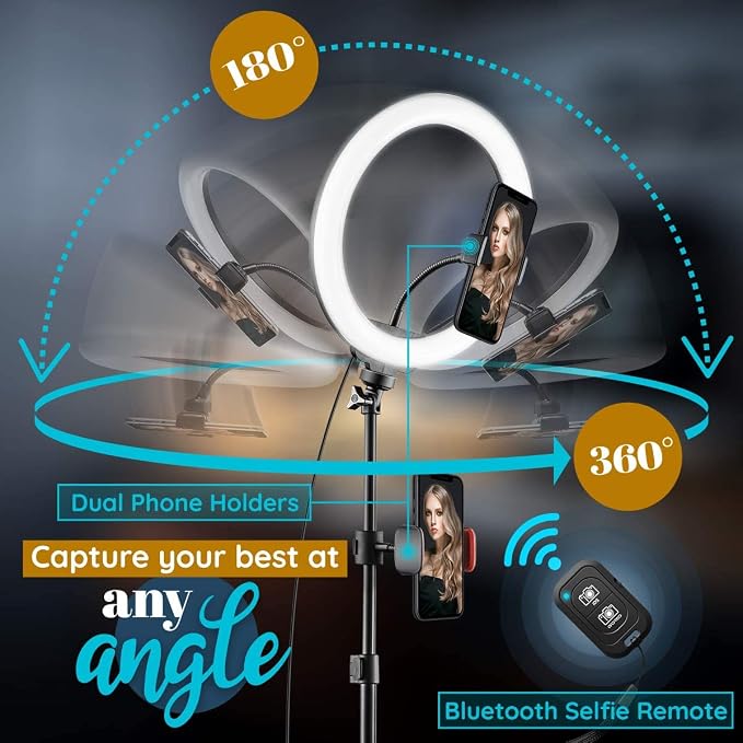 GearLight 12" LED Ring Light Stand and Phone Holder - Selfie Light Tripod w/Adjustable Height and Lighting Modes for TikTok, YouTube, Zoom, Video Recording, Computer, Makeup & Photography - Image 4