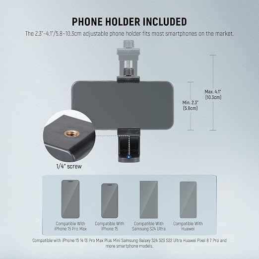 NEEWER Basics TP05 74" Video Tripod Monopod, 3 Way Pan Tilt Head Phone Holder Compatible with iPhone DSLR, Travel Recording Stand, Overhead Camera Mount, Crossbar, 17.6lb Load - Image 6