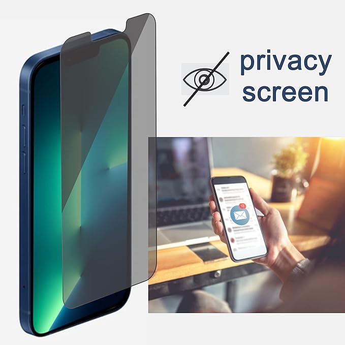 Ailun Privacy Screen Protector + Camera Lens Protector for iPhone 13 Pro | 2+2 Pack, 6.1 Inch Display, Anti Spy Private Tempered Glass Film, HD - Image 2