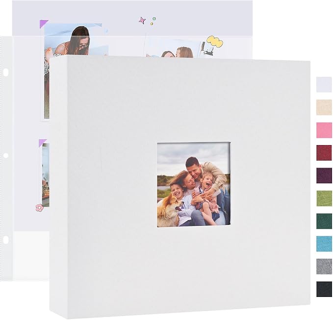 Mublalbum 10x10 Inch 3 Ring DIY Scrapbook Photo Album 40 Pages, White | 3 Ring Binder Scrapbook, Linen Cover, 20 Plastic Sleeves 40 Pages, Memory Book for Wedding, Baby, Family, DIY Projects by Mublalbum