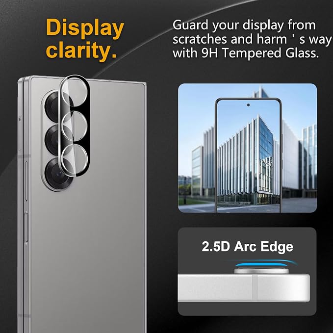 3 Pack Camera Lens Protector for Samsung Galaxy Z Fold 6 | Tempered Glass,Anti-Fingerprint,9H Hardness,Scratch Resistant,Easy to Install,Bubble Free,HD Clarity - Image 2