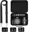 Hard Shell Camera Case Compatible with Canon EOS Rebel T7/R50/R100 and More DSLR & Mirrorless Cameras – Portable Travel Bag with Adjustable Dividers, Mesh Pocket & Shoulder Strap (Black) by Unknown