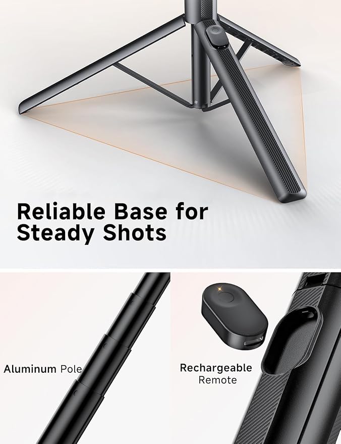 ANXRE 71" Magnetic Phone Tripod with Universal Clamp,N Mag3 Selfie Stick | Extra Tall, Rechargeable Remote, Comapct Phone Stand for Travel Vlogging Filming, Compatible with iPhone/Samsung/Android - Image 5