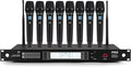 Pyle 8 Channel UHF Wireless Microphone System with 8 Handheld Mics, 300 Ft Range, Rack Mount Receiver for Karaoke, Worship, Schools & Live Events by PyleUSA