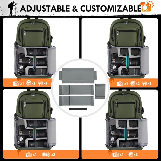 RAINSMORE Camera Sling Bag, Small Dslr/Mirrorless Camera Bag & Case | Waterproof Camera Bags for Photographers, with Removable Padded Insert & Tripod Holder, Compatible with Canon/Nikon/Sony/Fuji - Image 7