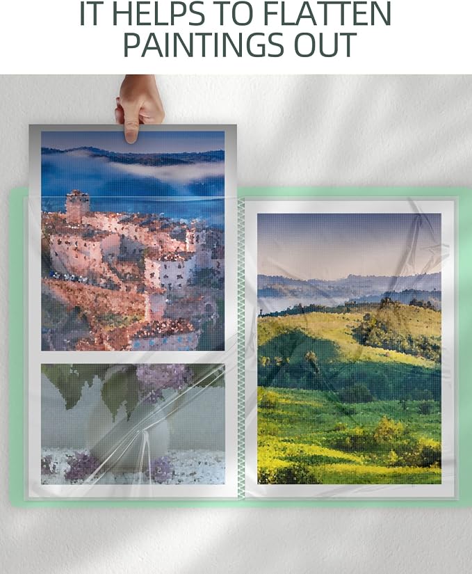 SXhyf A3 Diamond Painting Storage Book for 60 Diamond Painting Pics, Diamond Painting Accessories with 30 Pages Clear Sheet Protectors, Presentation Portfolio Folder for Artwork, 16.5x12.1in - Image 7