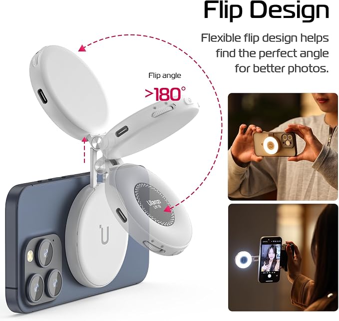 ULANZI Magnetic Selfie Light White, LED Fill Light Compatible with Magsafe, LED Selfie Ring Light Included Sticky Ring for Phones, for Selfies/Photography/TikTok/Zoom Calls/Video Recording - Image 3