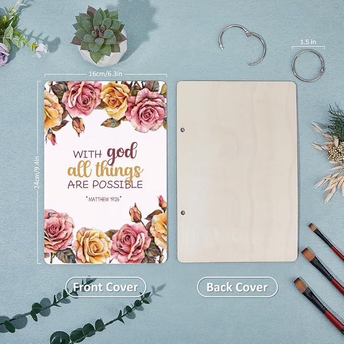 SUPERDANT With God All Things Are Possible Greeting Card Holder Organizer Wooden Card Keeper Binder Planning Book Birthday Cards Keeper Photo Album Graduation Wedding Planner Journal Keepsake Gift - Image 3